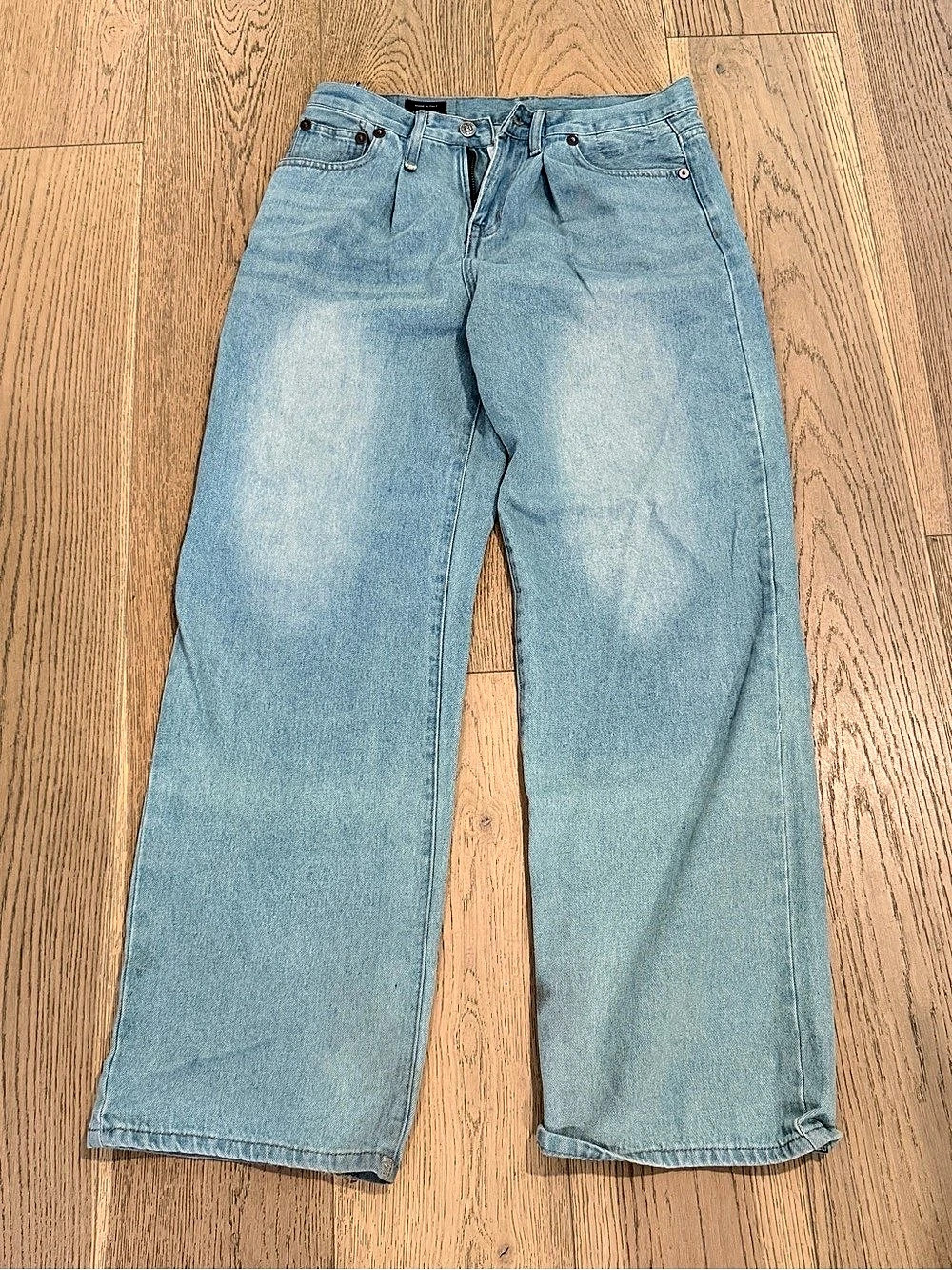 R13 Damon Pleated Wide Leg Jeans in Blue Waist 25